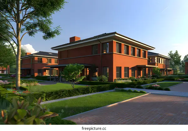 Beautiful Red Brick Houses in Suburbia