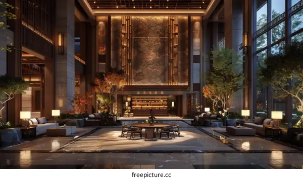 Modern Chinese Style Hotel Lobby Interior Design