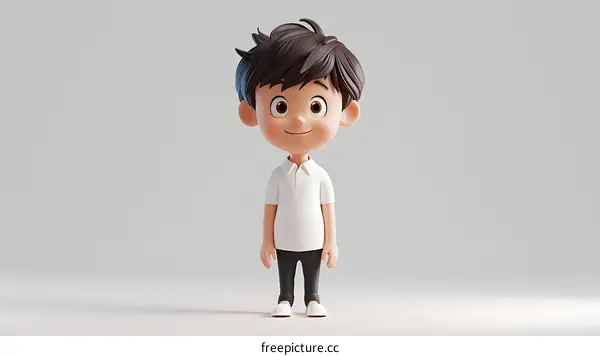 Smiling Cartoon Boy 3D Render