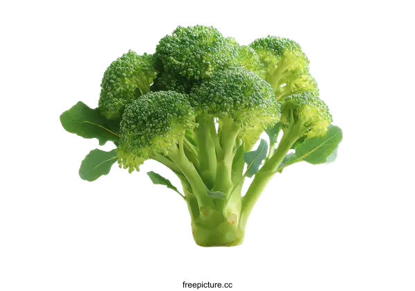 [Transparent Background PNG]Fresh Broccoli Head with Green Leaves