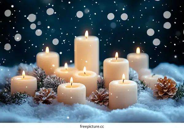 Winter Candles in the Snow