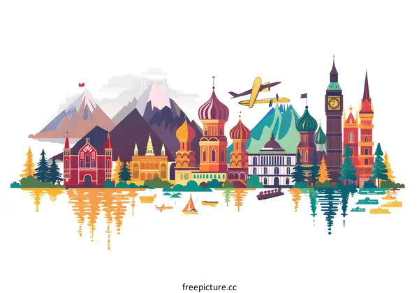Famous Landmarks of the World Illustration