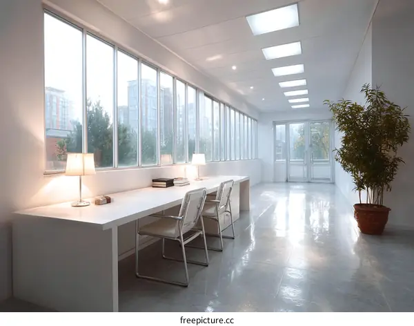 Modern Minimalist Office Workspace Interior