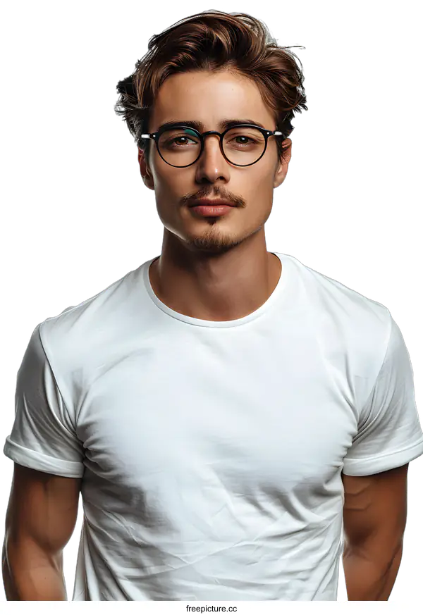 [Transparent Background PNG]Portrait of a young man with glasses