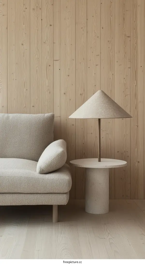 Modern Minimalist Living Room with Light Wood Accents