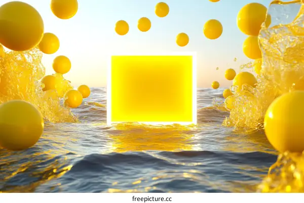 Abstract Yellow Shapes in Water