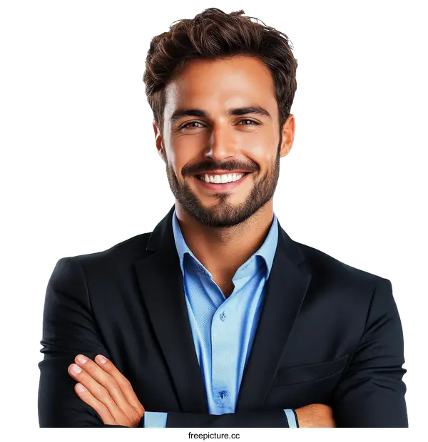 [Transparent Background PNG]Confident Businessman Portrait