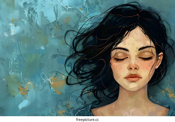 Portrait of a young woman with long dark hair