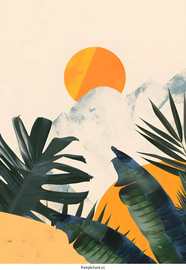 Tropical Leaves Abstract Art Print