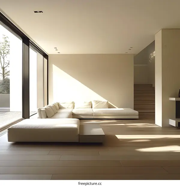 Modern Minimalist Living Room Interior Design With White Sofa