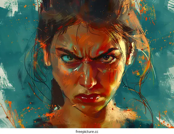 portrait of a fierce looking woman