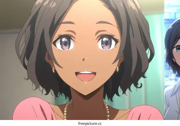 Smiling African American Woman Cartoon Illustration