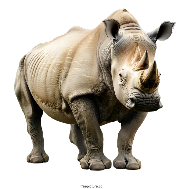 [Transparent Background PNG]White Rhino Standing On White Background