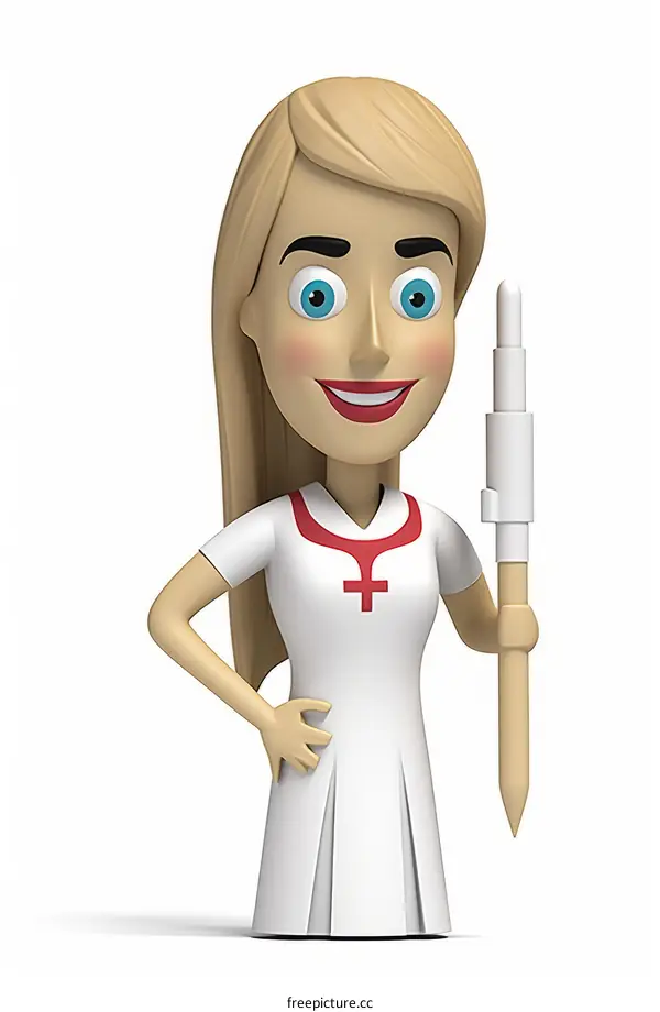 Caucasian Female Doctor in Scrubs Holding Pen