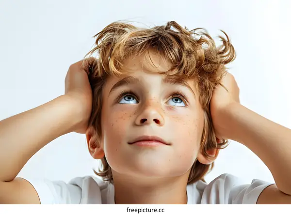 Curious Boy Looking Up