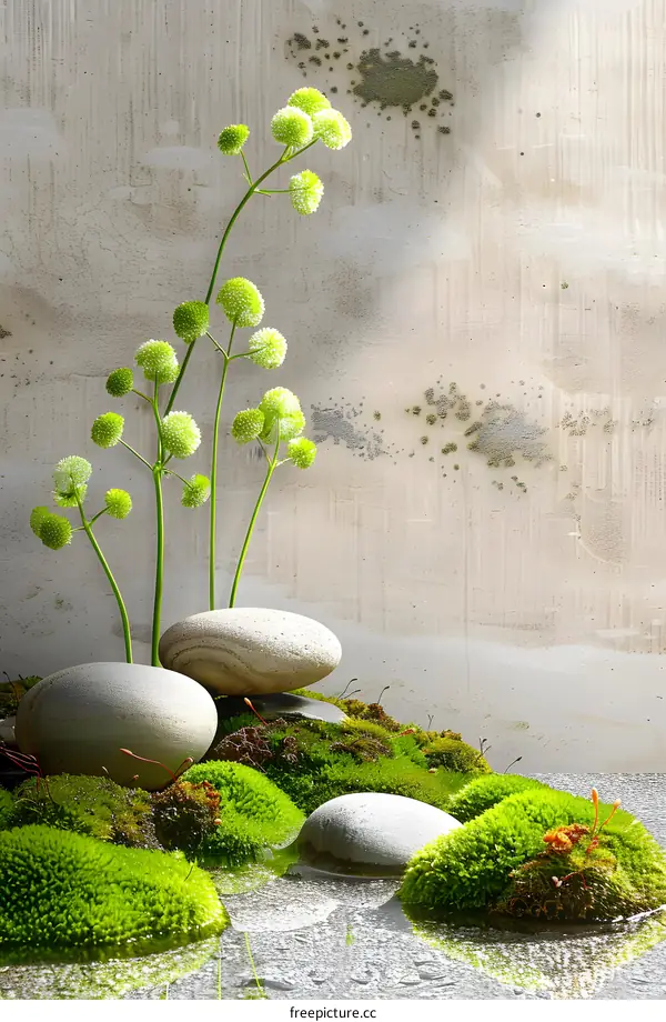 Zen Garden With Stones And Moss