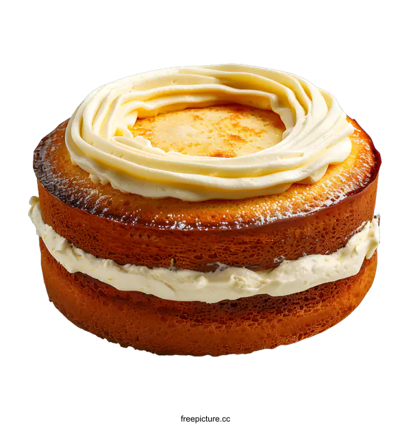 [Transparent Background PNG]Close-up of a delicious cake with white icing on a white background
