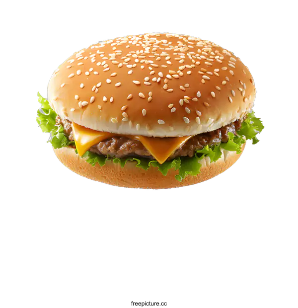 [Transparent Background PNG]A cheeseburger with sesame seeds on a white background