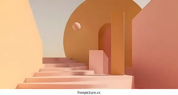 Abstract Minimalist Geometric Shapes Pastel Color Background