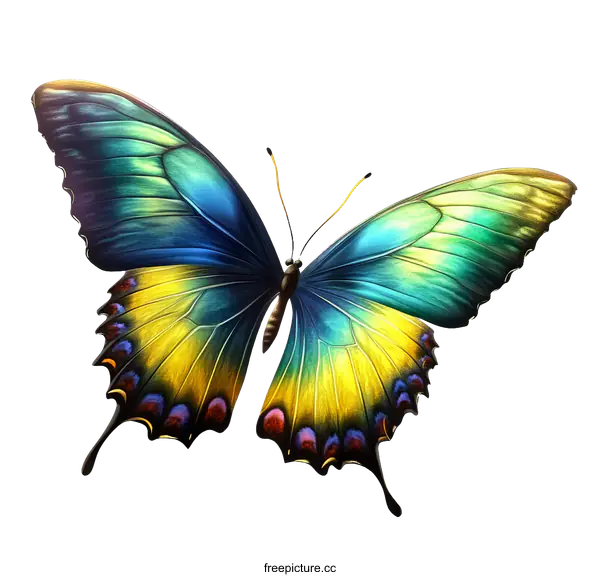 [Transparent Background PNG]Vibrant Butterfly Illustration in Vivid Colors