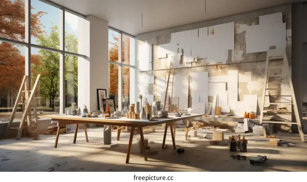 Cluttered Artist Studio: A Visual Symphony of Creativity