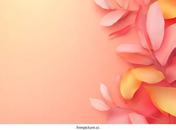 Abstract Background with Pink and Yellow Leaves