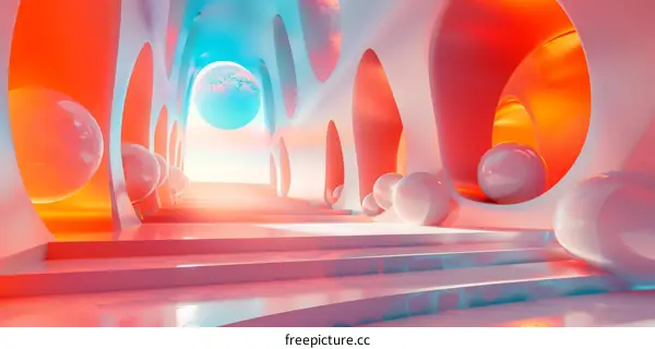 Futuristic Interior Design with Abstract Spheres