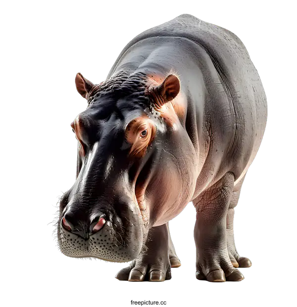 [Transparent Background PNG]Hippopotamus standing on white background
