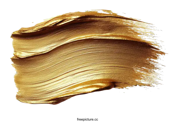[Transparent Background PNG]Golden Paint Stroke Abstract Art