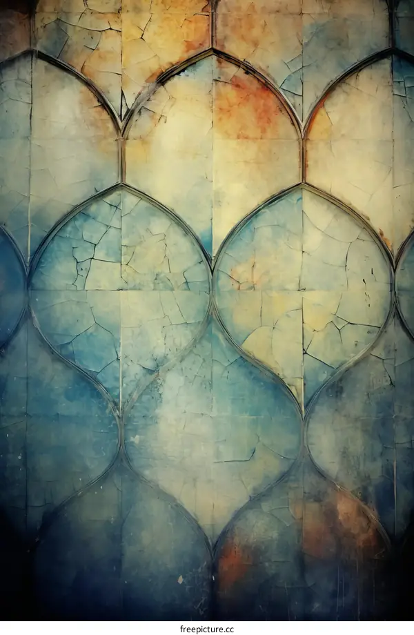 Blue and yellow middle eastern style wall tiles