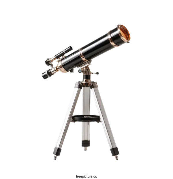 [Transparent Background PNG]Vintage Astronomical Telescope on Tripod