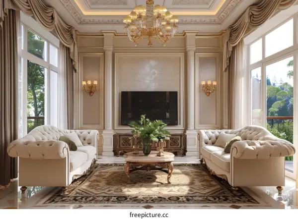 Luxury Living Room with Modern Sofa and Decor