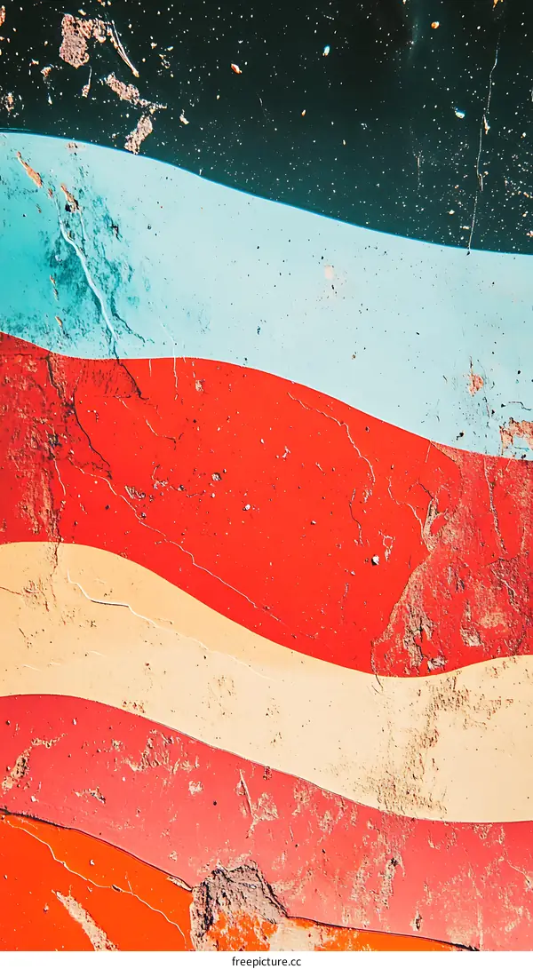 Abstract Background with Wavy Lines and Faded Paint