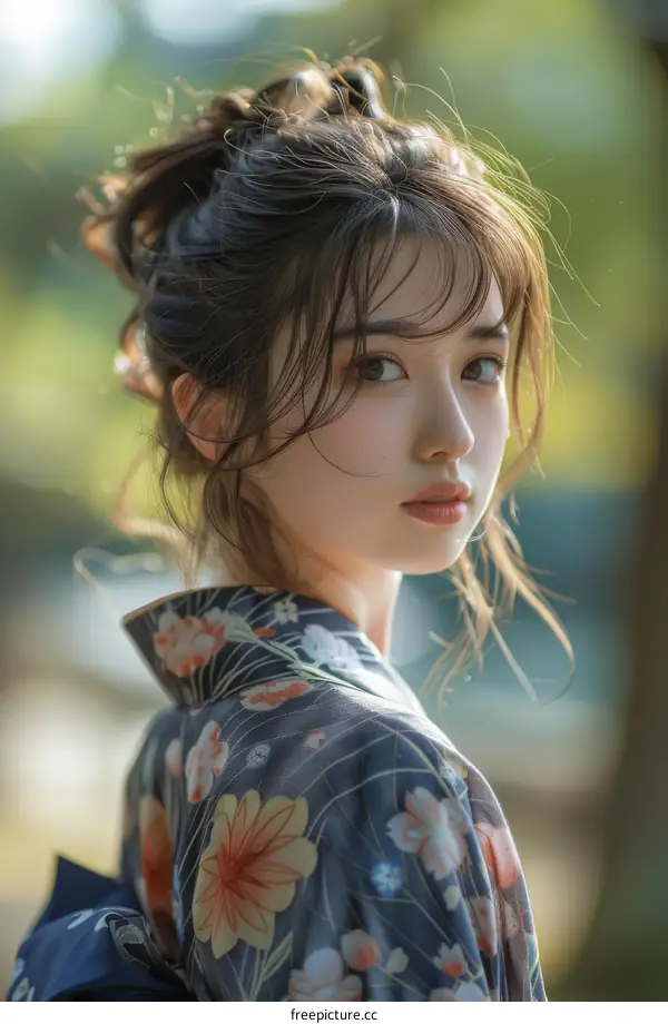 Beautiful Asian Woman in Kimono Portrait