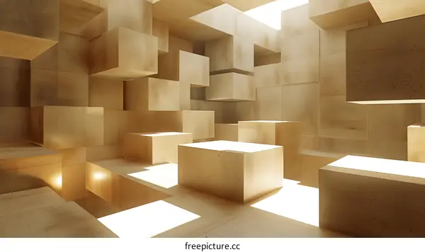 Abstract Wooden Cube 3D Model