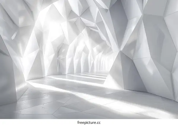 Futuristic White Polygonal Tunnel