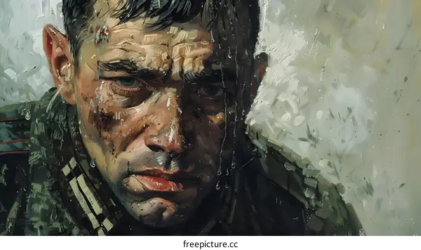 Close Up Portrait of a Man with a Gruff Expression