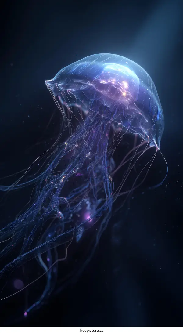 Glowing Jellyfish in Deep Sea