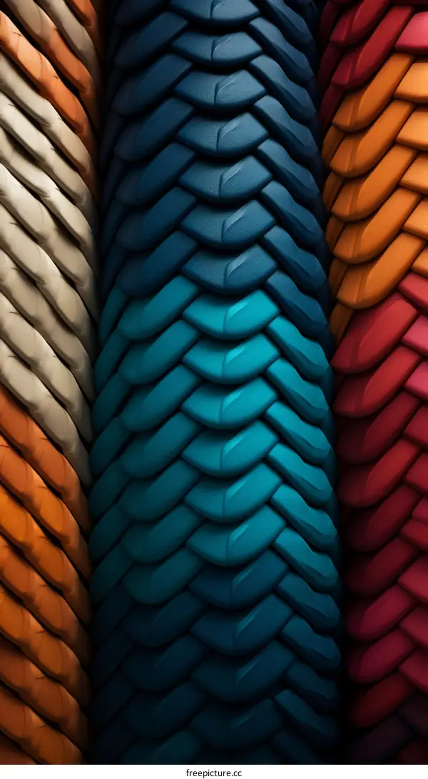 Colorful 3D illustration of a fishtail braid pattern