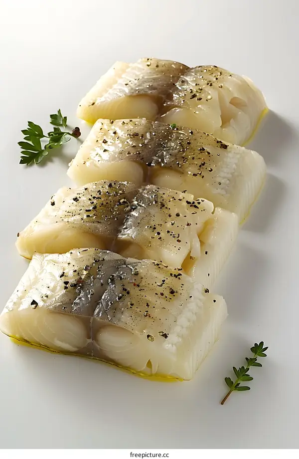 Fresh Cod Fillets with Salt and Pepper