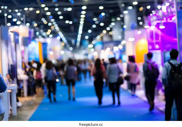 Blurred Expo Hall with Many Attendees