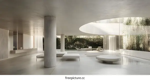 Minimalist Modern Architecture Design with a Curved Ceiling