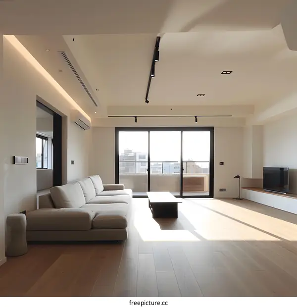 Modern Living Room Interior Design with Minimalist Furniture and Sunlight