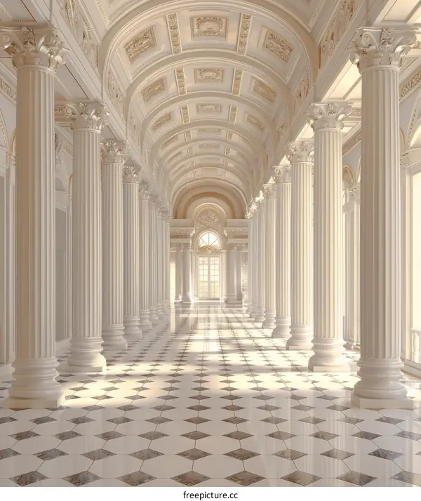 Elegant Palace Corridor with Columns
