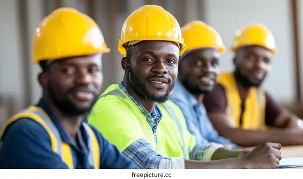 African Construction Workers in Safety Gear