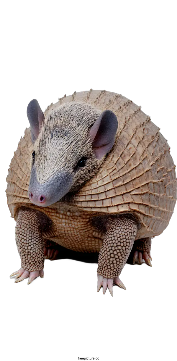 [Transparent Background PNG]Close Up Of A Baby Armadillo On A White Background