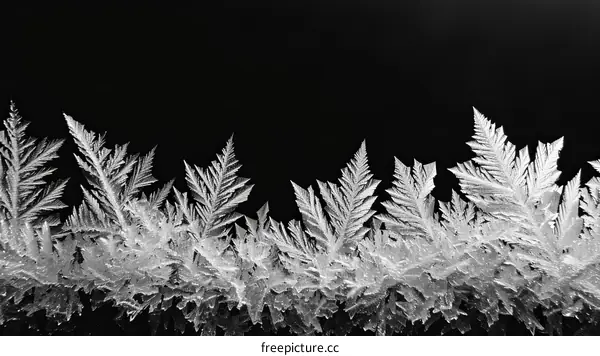 Black and white image of frost on a window