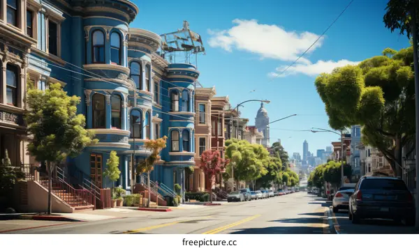 Blue and Purple Painted Ladies, San Francisco