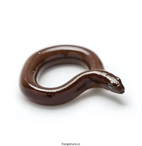 Brown worm lizard on white background