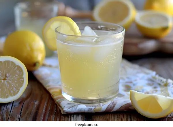 Refreshing Lemon Soda Drink With Ice